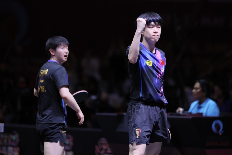 [图]孙颖莎/王楚钦3-1日本组合晋级下一轮  世界赛混合赛四强十大乒乓球排名